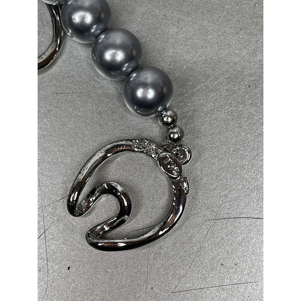 Kenneth Jay Lane Vintage Gray Blue Faux Pearl Necklace 24in Silver Tone - Picture 3 of 5